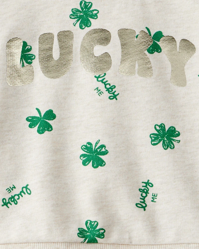Baby Girl St. Patrick's Day French Terry Sweatshirt & Pant Set - Cream