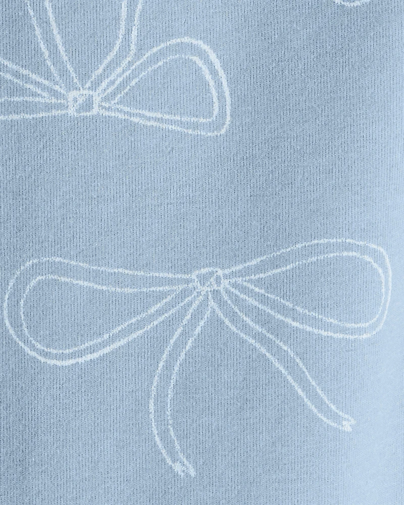 Girls Cotton Bow Stretch Leggings - Blue