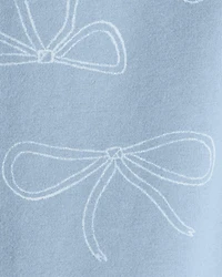 Girls Cotton Bow Stretch Leggings - Blue