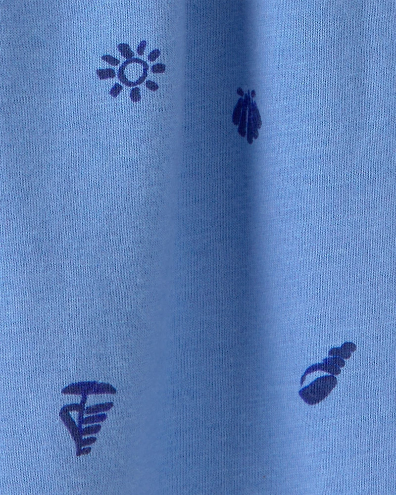 Baby Girl Seashell Short-Sleeve Dress - Blue