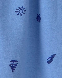 Baby Girl Seashell Short-Sleeve Dress - Blue