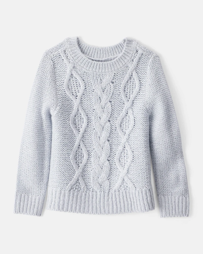 Toddler Girl Metallic Cable Knit Long-Sleeve Sweater - Blue