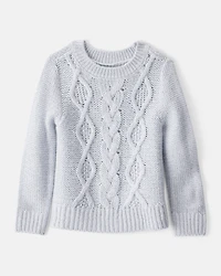 Toddler Girl Metallic Cable Knit Long-Sleeve Sweater - Blue