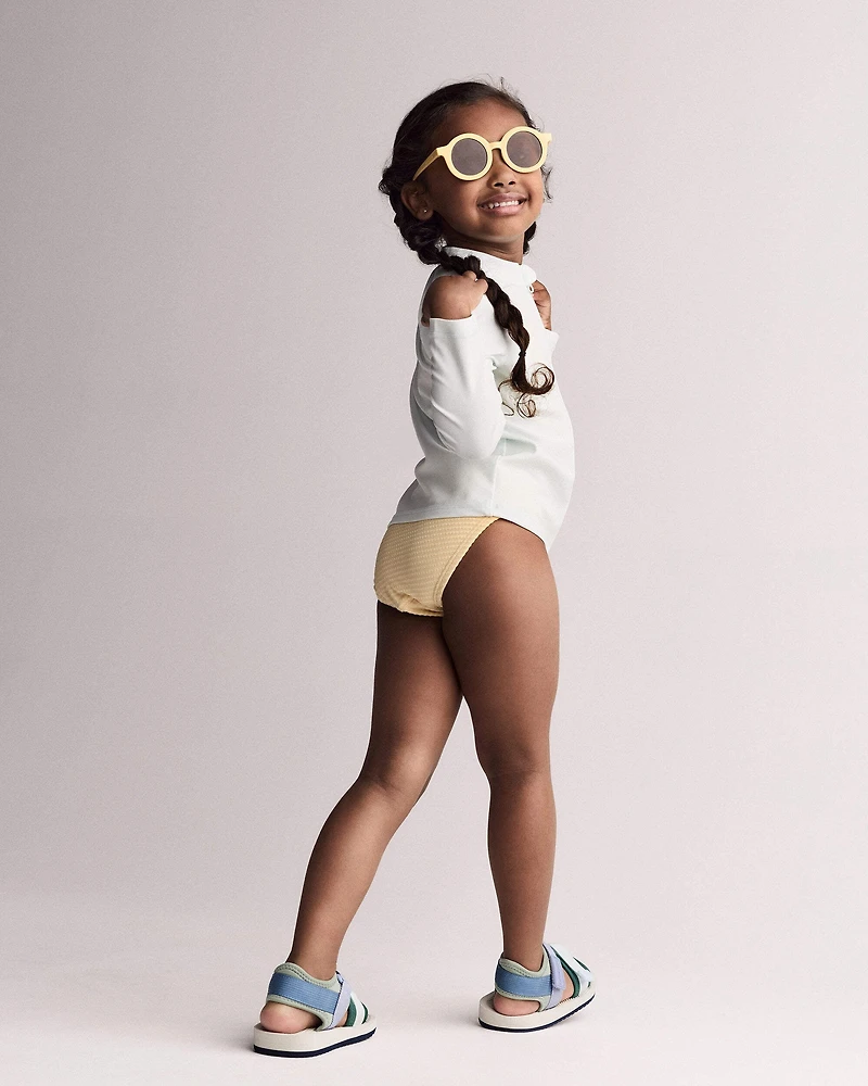 Toddler Full-Zip Long-Sleeve Rashguard - Light Green