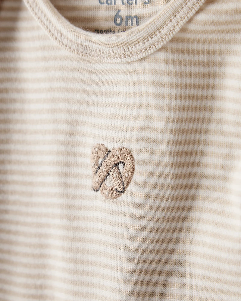 Baby 4-Pack Snack Time Long-Sleeve Multipack Bodysuits - Blue/White/Brown