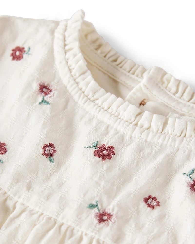 Girls Organic Cotton Floral Print Long-Sleeve Top