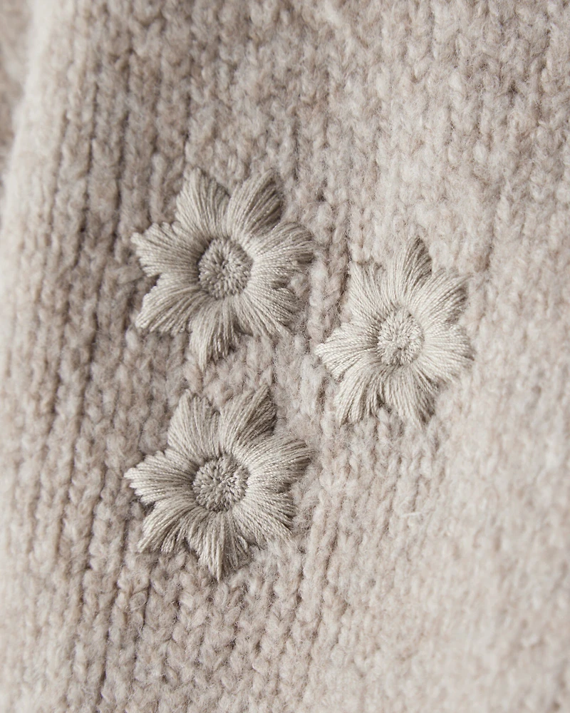 Baby Girl Floral Long-Sleeve Sweater - Cream