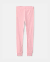 Girls Butterfly Rib Snug Fit 2-Piece Pajama Set - Pink