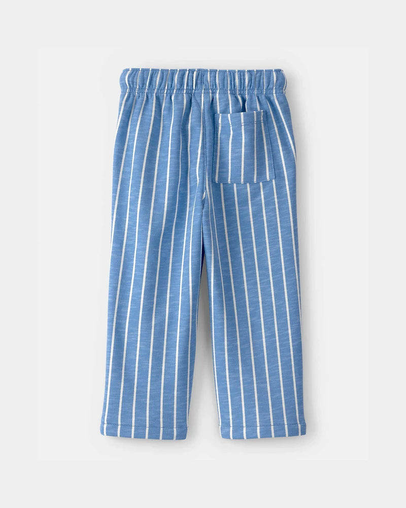 Toddler Striped French Terry Pants - Blue/White