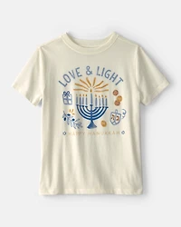 Kid 'Happy Hanukkah" Short-Sleeve Graphic Tee - Ivory