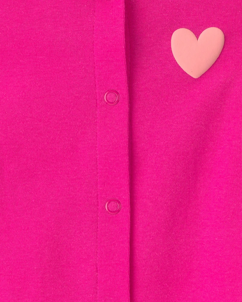 Baby Girl 'Little Love' Heart Short-Sleeve Romper - Pink