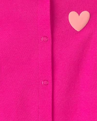 Baby Girl 'Little Love' Heart Short-Sleeve Romper - Pink