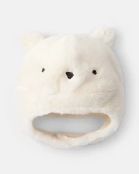 Baby Polar Bear Winter Trapper Hat - White