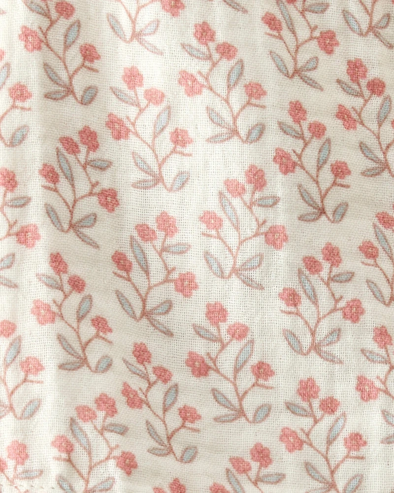Baby Girl 2-Piece Organic Cotton Gauze Floral-Print Set