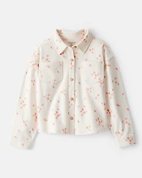 Toddler Girl Heart Print Long-Sleeve Flannel - Cream