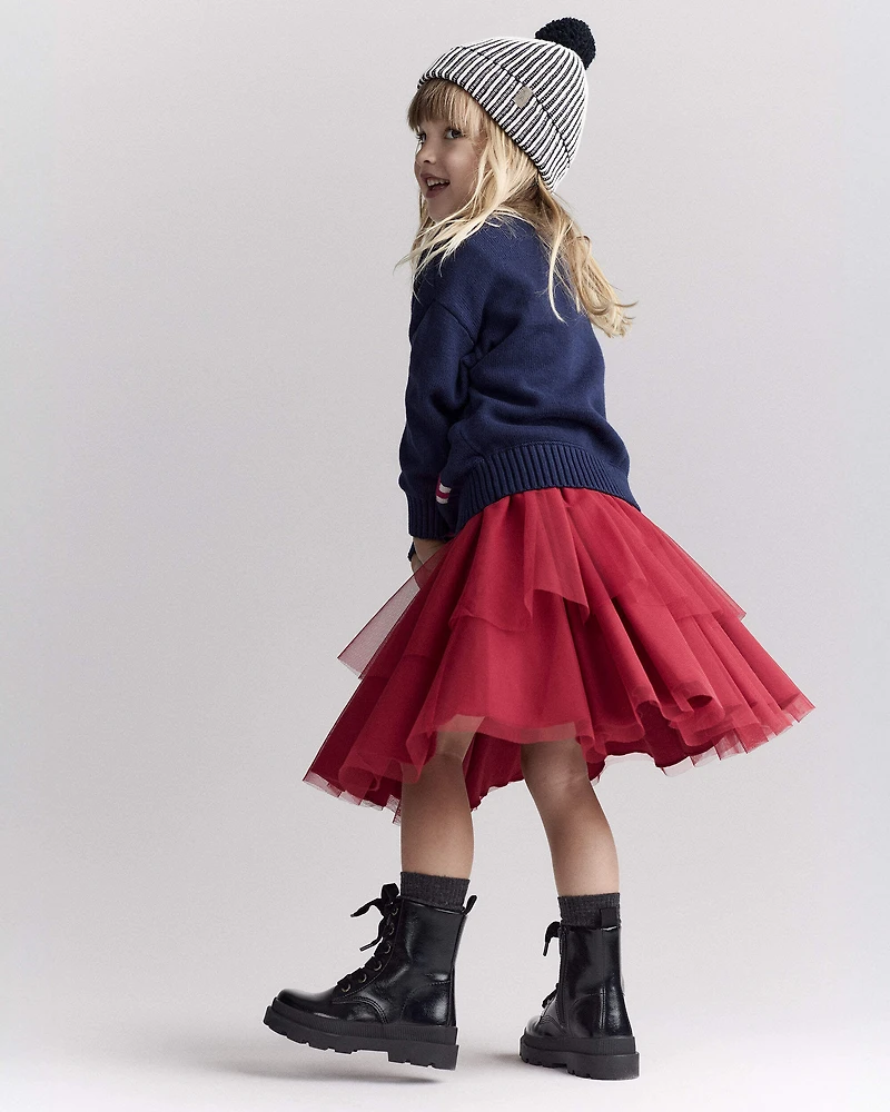 Toddler 'Fa la la' Christmas Tree Pullover Sweater - Navy