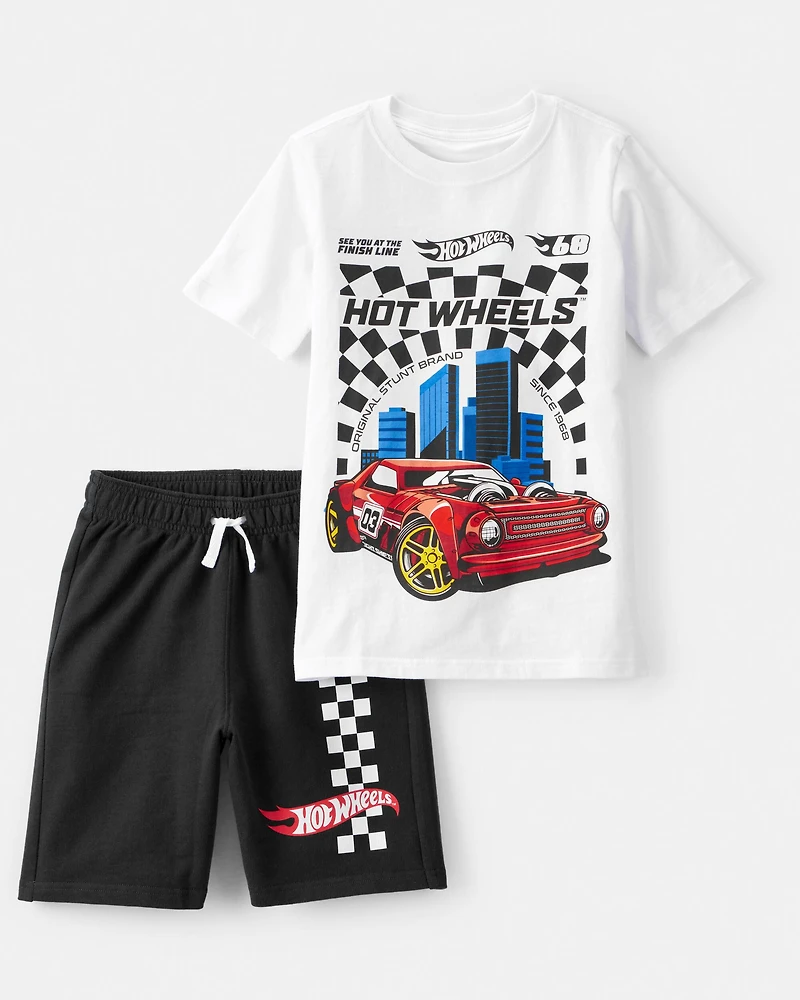 Boys 2-Piece Hot Wheels Outfit Set - White/Black