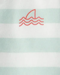 Baby Boy 2-Piece Shark Striped Top & Short Set - Blue/Ivory