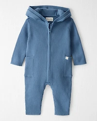 Baby Organic Cotton Ribbed Sweater Knit Jumpsuit