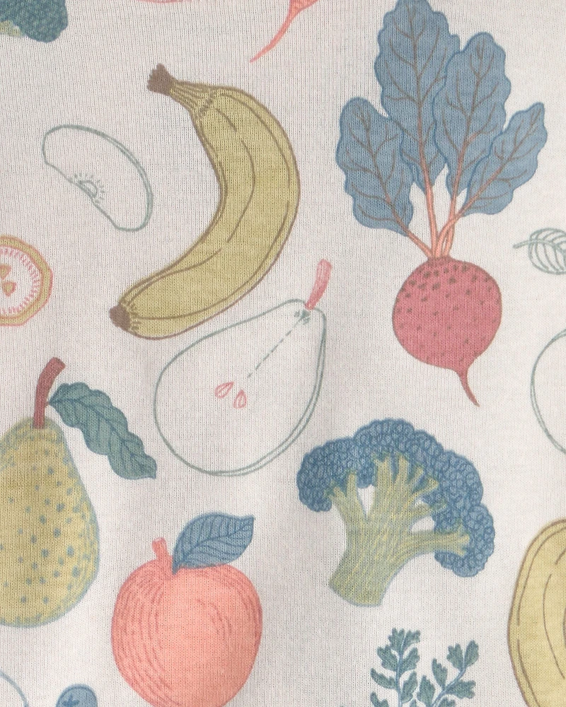 Baby 2-Piece Organic Cotton Ribbed Pajama Set in Veggie Fruit Print