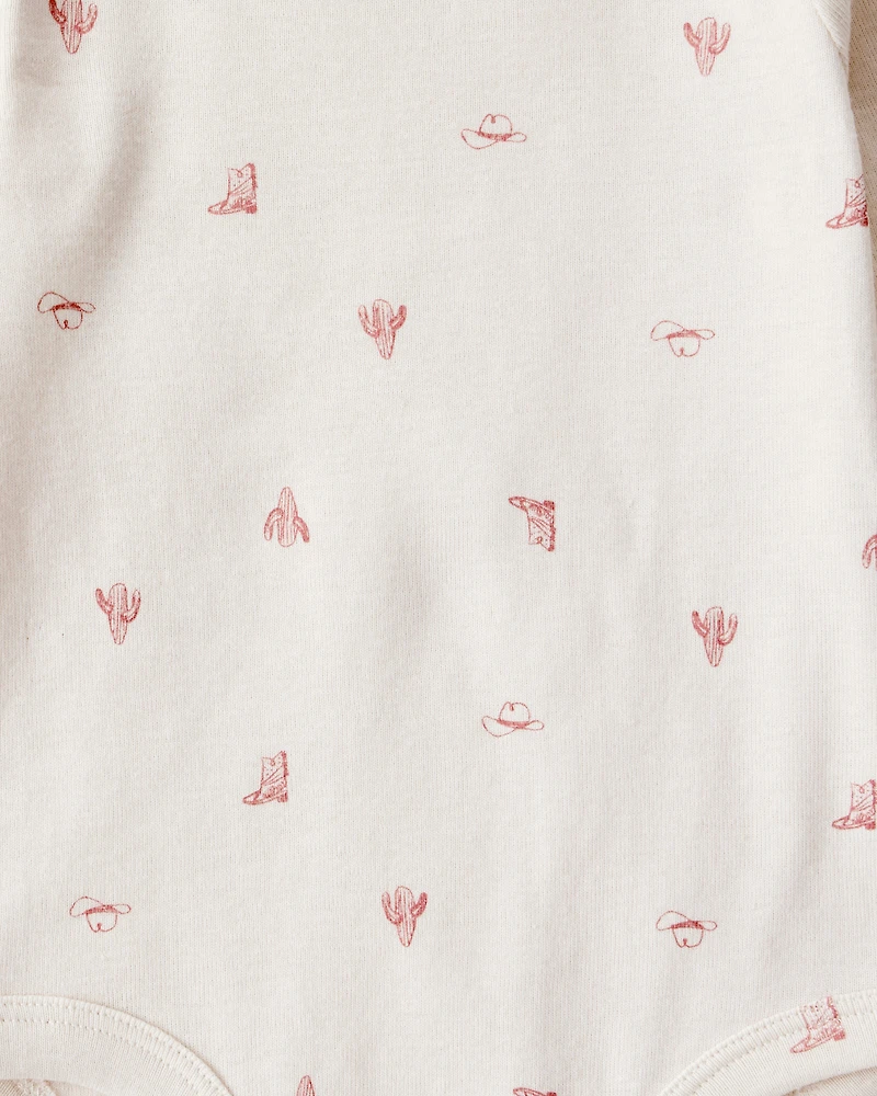 Baby Girl 3-Piece Plaid Print Fleece Jacket, Bodysuit & Pant Set - Pink