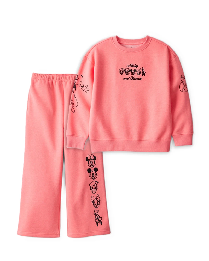 Girls 2-Piece Disney© Mickey Mouse Hoodie & Sweatpants Set - Pink