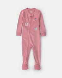 Baby Girl 1-Piece Icon 2-Way Zip DreamPlush Snug Fit Footed Pajama - Pink