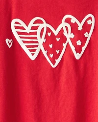 Girls Valentine Heart Long-Sleeve Graphic Tee - Red
