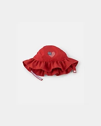 Baby Girl American Flag Sun Hat - Red