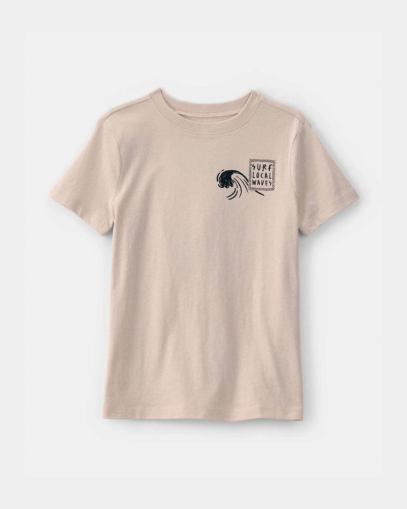 Kid Octopus Surf Graphic Tee - Tan