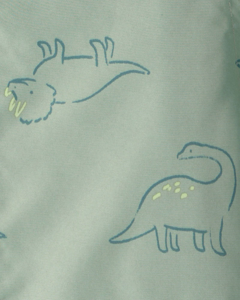 Toddler Boy Dinosaur Raincoat - Green