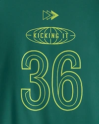 Boys 2-Piece 'Kicking It' Active Graphic Tee & Shorts Set - Green