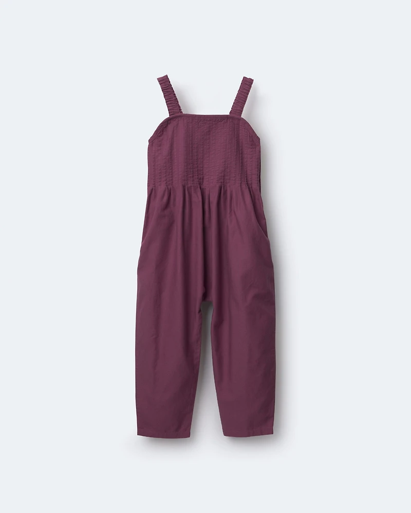 Toddler Girl Pleated Overalls - Purple