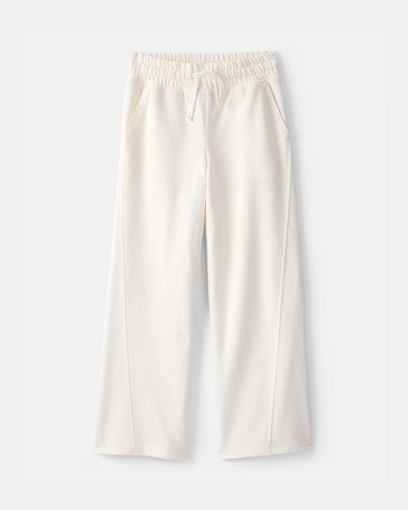 Girls French Terry Wide-Leg Pants - Ivory