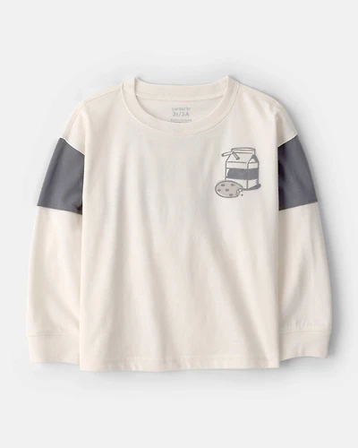 Toddler Boy Cookies & Milk Long-Sleeve Graphic Tee - Cream