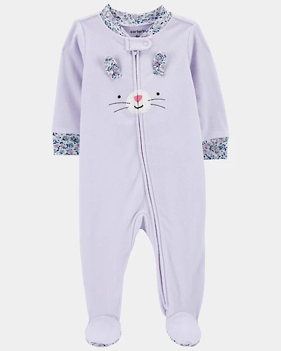 Baby Girl Bunny Loose Fit Long-Sleeve Sleep & Play Pajamas - Purple
