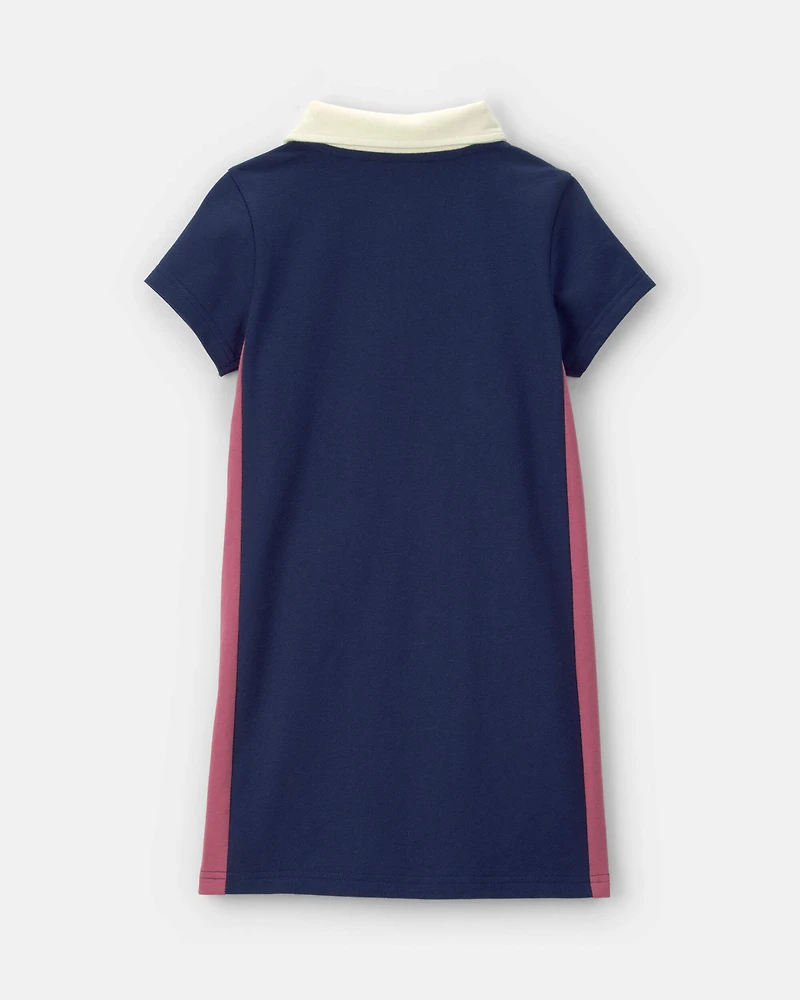 Girls ©Marvel Spiderman French Terry Polo Dress - Navy Blue