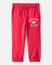 Toddler Boy 2-Piece Varsity Bear Shirt & French Terry Joggers Set - Ivory/Red