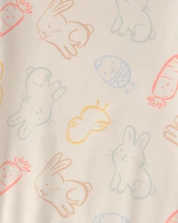 Kid Easter Bunny 100% Cotton Snug Fit 2-Piece Pajamas Set - Cream