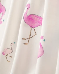 Baby Girl Flamingo PurelySoft Short-Sleeve Bodysuit Dress - Ivory