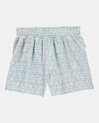 Kid Geo Print Linen Look-Alike Flowy Pull-On Shorts