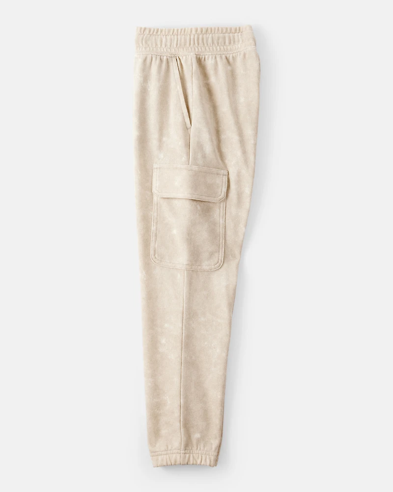 Boys Acid Wash Print French Terry Jogger - Cream