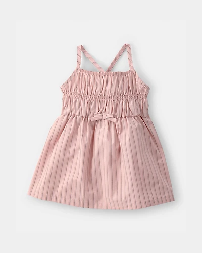 Baby Girl Striped Sleeveless Dress - Pink