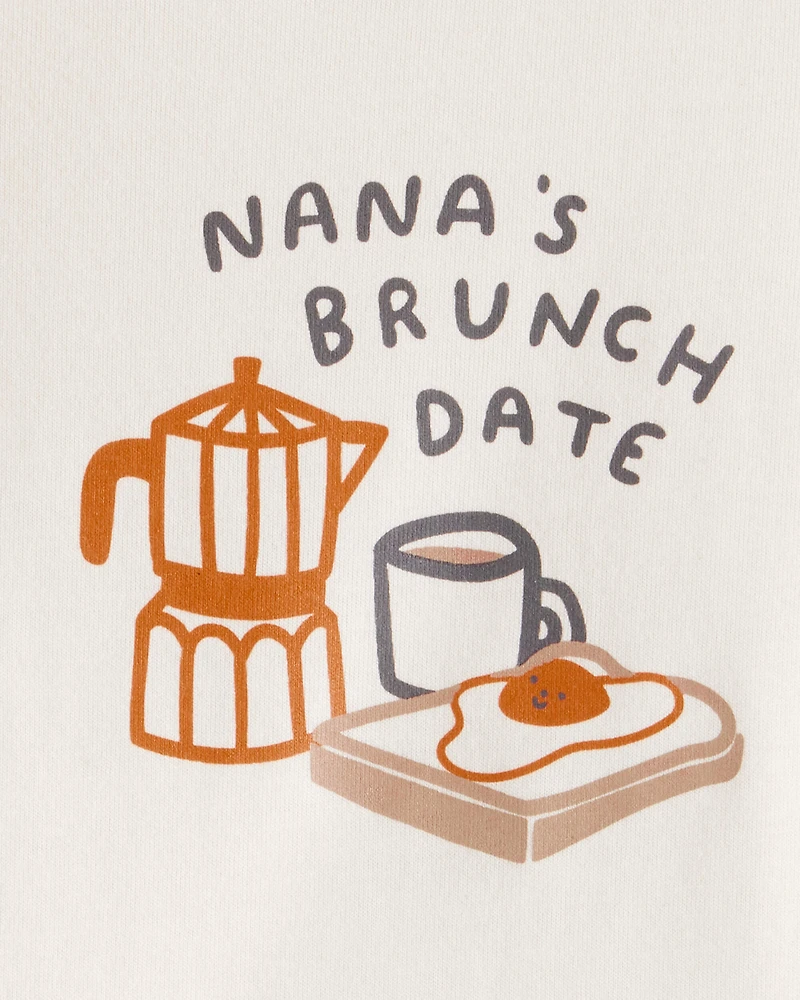 Baby Nana's Brunch Date Long-Sleeve Graphic Bodysuit - Cream