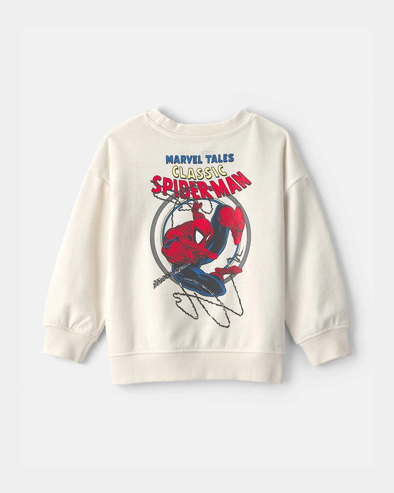 Toddler Boy ©Marvel Spider-Man French Terry Pullover Sweatshirt - Ivory