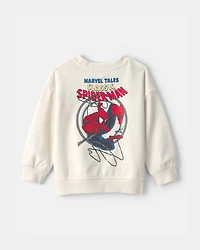 Toddler Boy ©Marvel Spider-Man French Terry Pullover Sweatshirt - Ivory