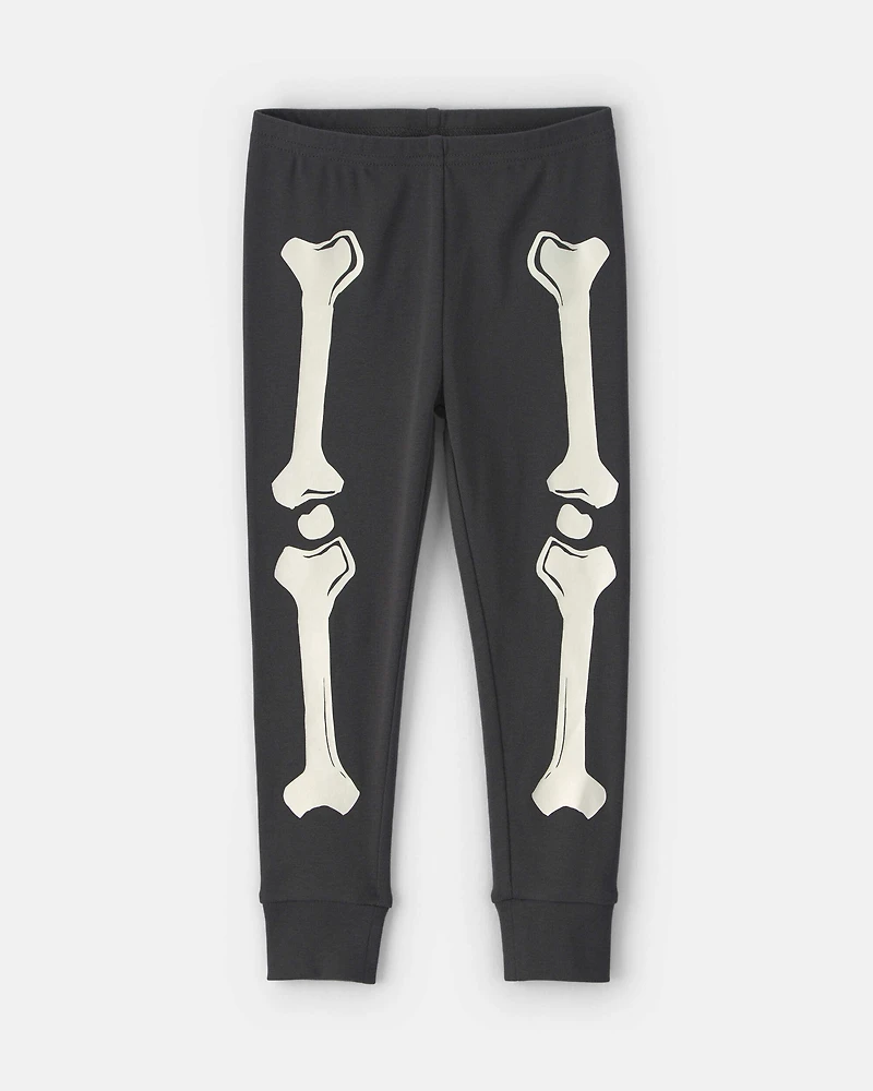 Baby 2-Piece Halloween Skeleton 100% Cotton Snug Fit Pajama Set - Black