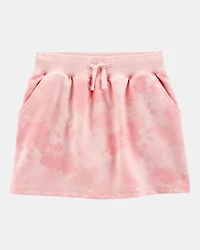 Kid Drawstring Cloud Dye French Terry Skort - Pink