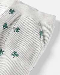 Baby 2-Piece Organic Cotton Thermal Knit Set in Lucky Clovers Print