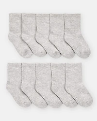 Toddler 10-Pack Crew Socks - Grey